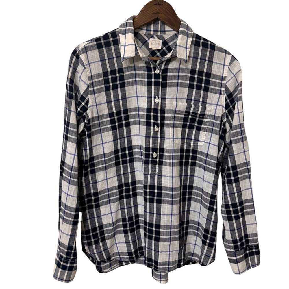 J Crew 100% Cotton Top Womens Size Small 3/4 Button Up Shirt Classic Fit